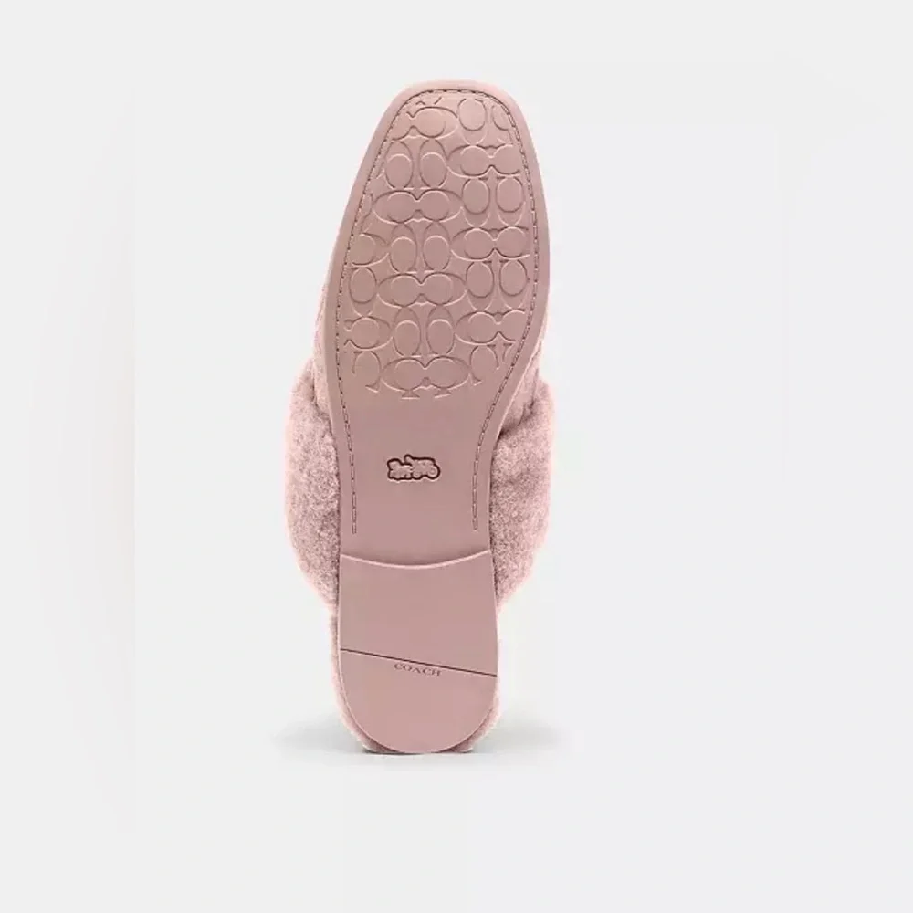Coach Blush Sherpa Flat Mule Fur Lined Slippers - Picture 3 of 3